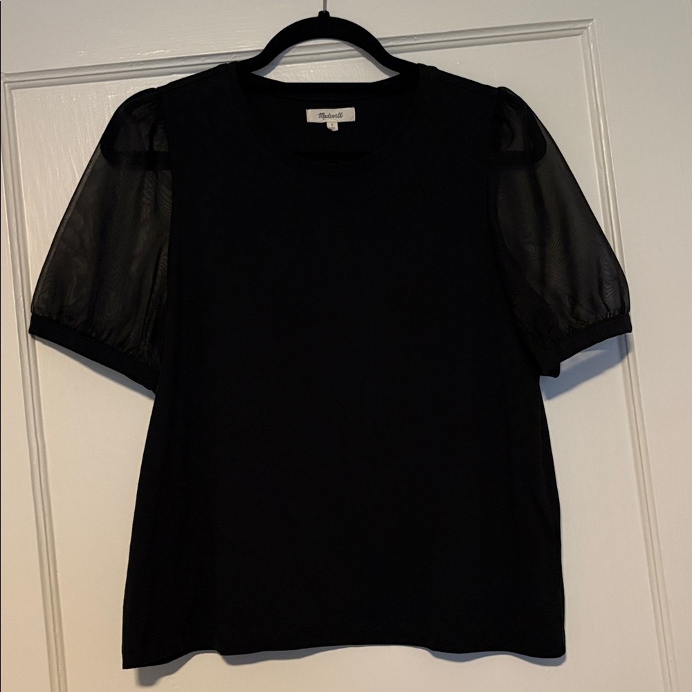 Black Madewell Size Medium Tee shirt with Sheer Sleeves - Picture 6 of 6